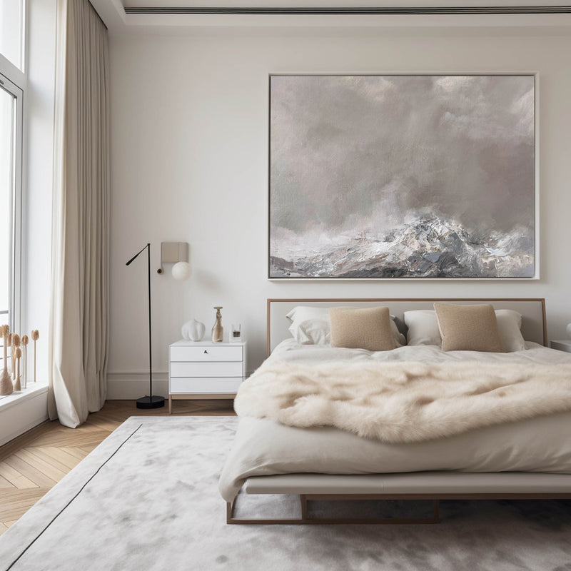 Modern Grey Landscape Wall Art Large Livingroom Canvas Wall Art Acrylic Painting For Sale 