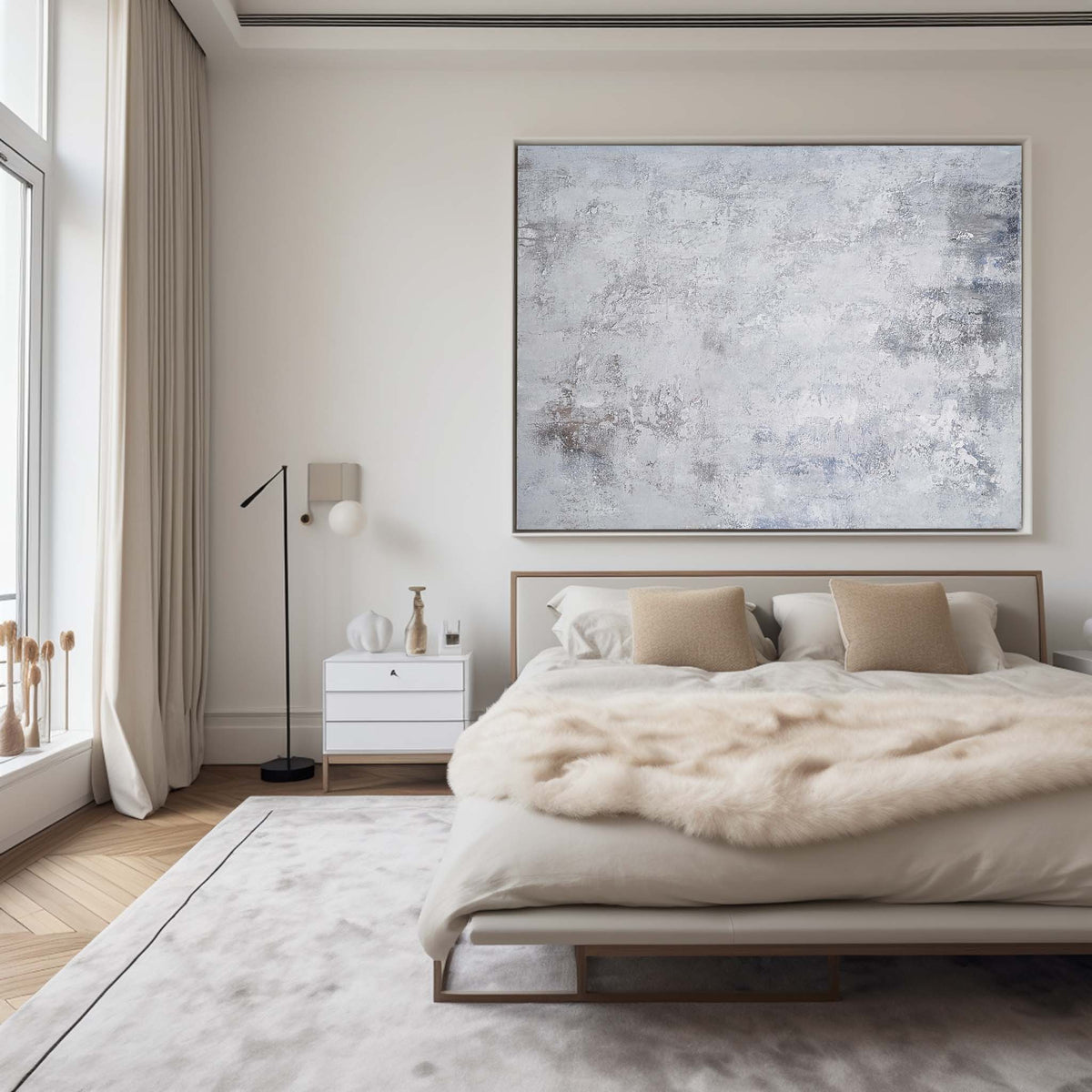 Modern White Minimalist Art Artwork For Large Walls Gray And White Wall Art