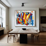 Colorful Abstract Art Large Modern Interior Canvas Art Long Horizontal Wall Art For Home Decor