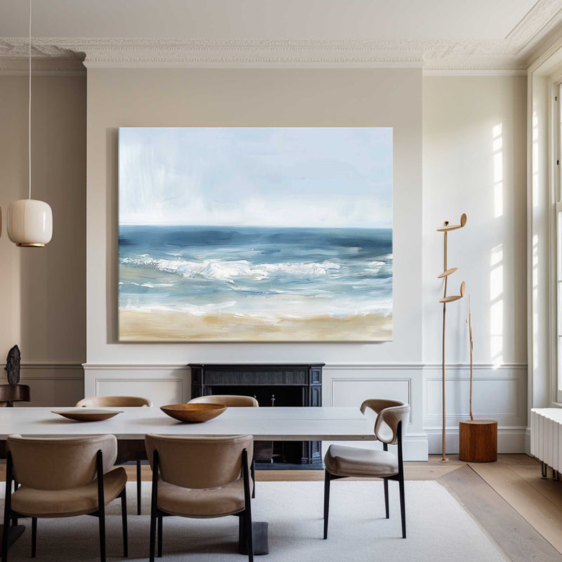 Oversized Beach Acrylic Paintings On Canvas Large Blue Textured Landscape Oil Paintings  Artwork Minimalist Apartment Decor