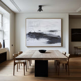Minimalist Beach Painting Abstract Sea Wall Art Black And White Painting