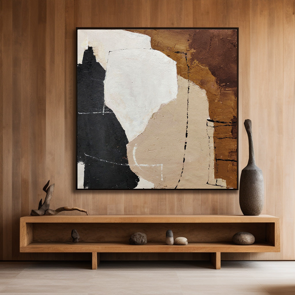 Black And Brown Minimalist Painting Oversized Painting Canvas Minimalist Painting For Livingroom