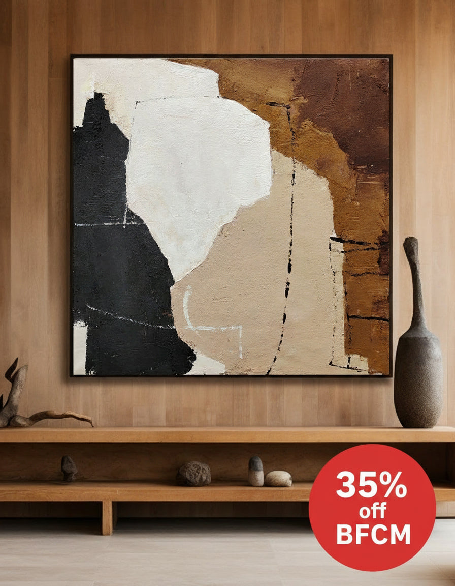 Black And Brown Minimalist Painting Oversized Painting Canvas Minimalist Painting For Livingroom