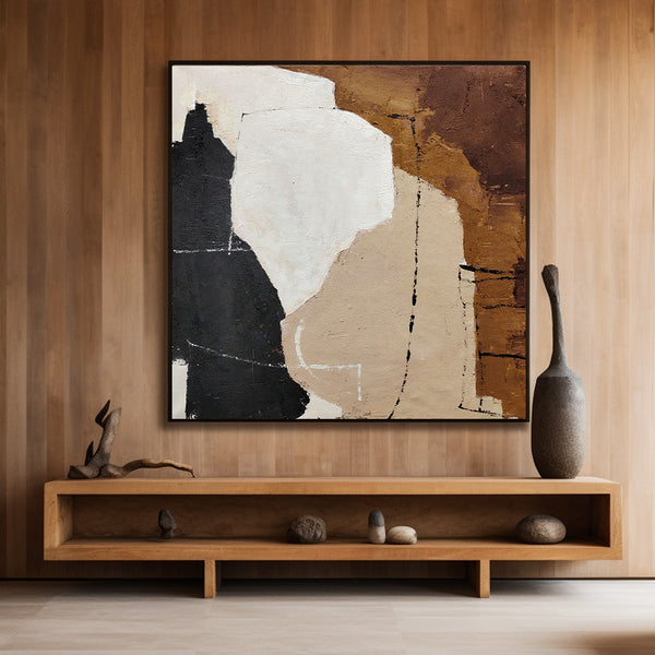 Black And Brown Minimalist Painting Oversized Painting Canvas Minimalist Painting For Livingroom
