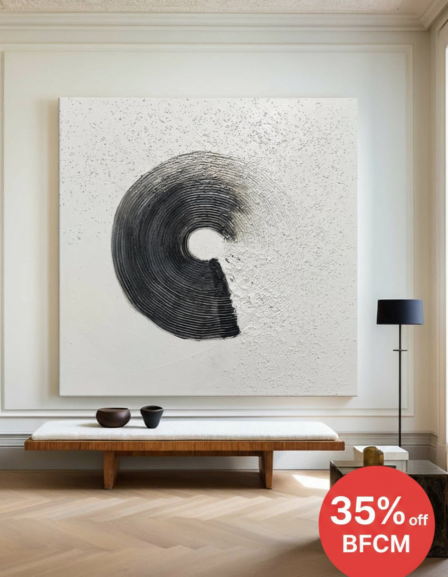 Black And White Abstract Art Painting Minimalist Wall Art Framed Canvas Art | Artexplore