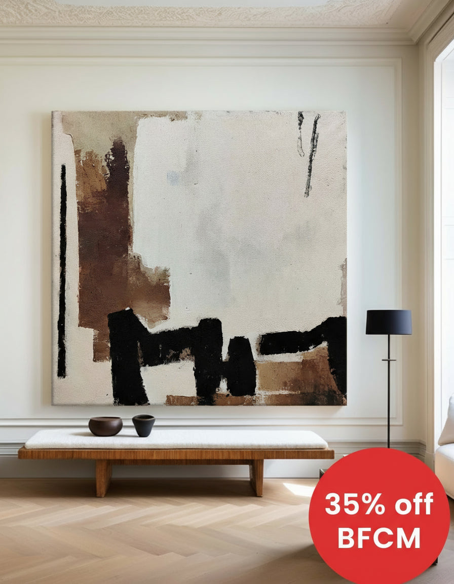 Black And Brown Minimalist Painting Oversized Painting Canvas Minimalist Painting For Home Decor