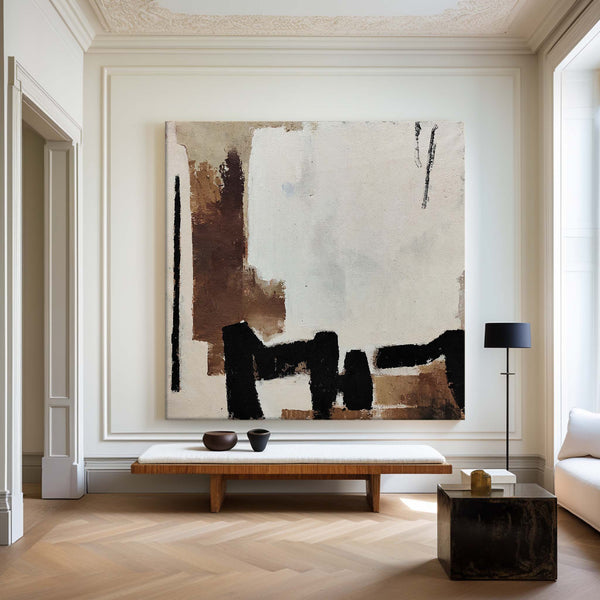 Black And Brown Minimalist Painting Oversized Painting Canvas Minimalist Painting For Home Decor