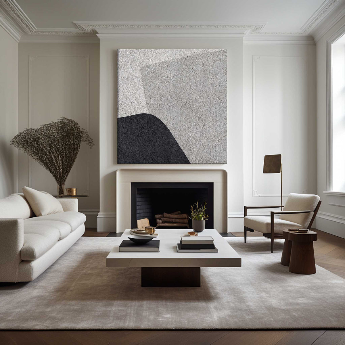 Shades Of Grey Painting Abstract Geometric Minimalist Painting Gray White Black