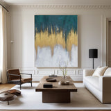 Abstract Blue And Gold Canvas Painting Large Original Acrylic Abstract Canvas Art Modern Abstract Painting 