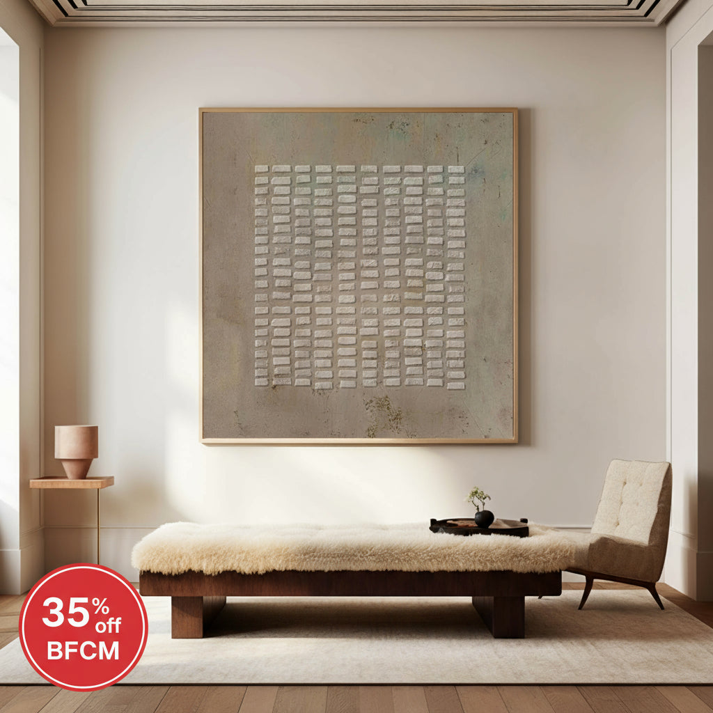 Modern Brown Abstract Wall Art Large Canvas Art Wabi-sabi Minimalist Plaster Art For Sale