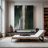 Large Contemporary Art Dark Green Abstract Canvas Art Huge Modern Abstract Paitning For Livingroom