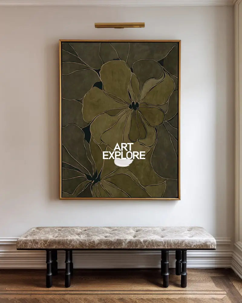 Oversized Wabi-Sabi Flower Painting, Handmade Textured Canvas | ArtExplore
