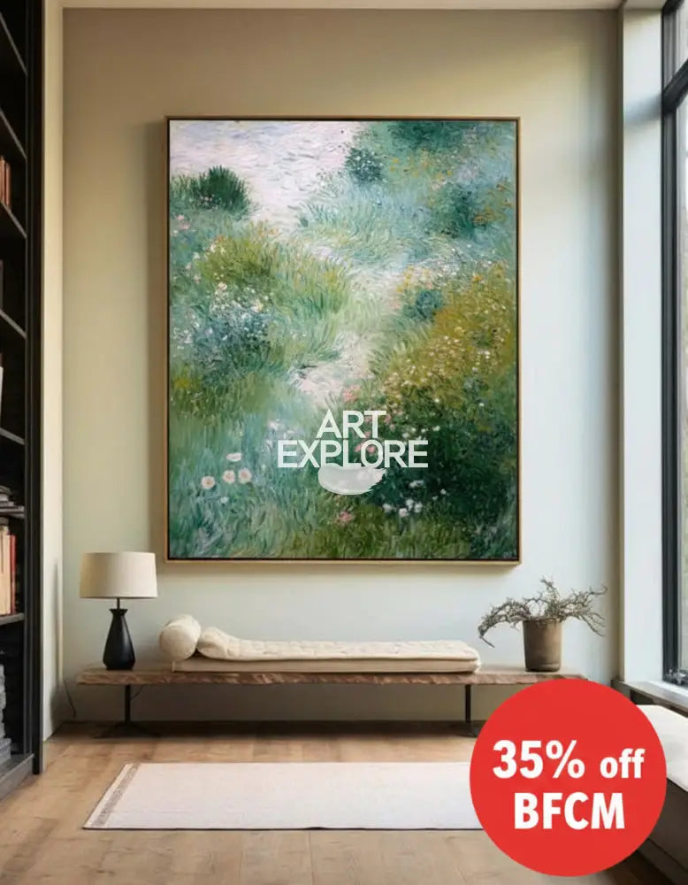 Modern Nature Path Wall Art | Vertical Handmade Landscape Painting | ArtExplore