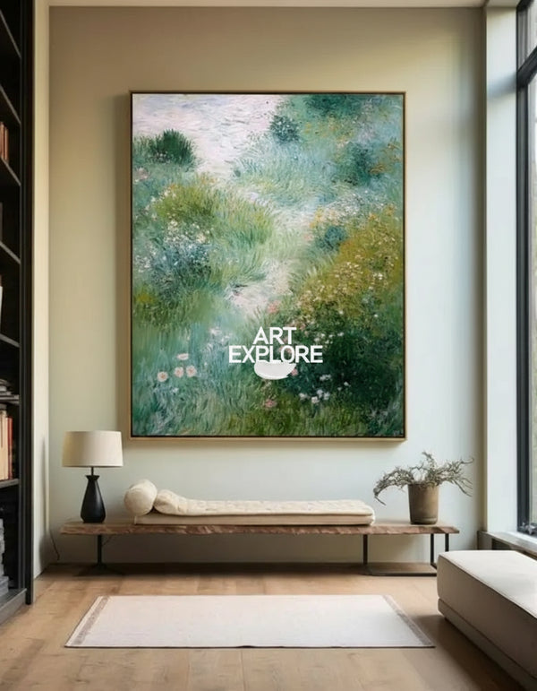 Modern Nature Path Wall Art | Vertical Handmade Landscape Painting | ArtExplore