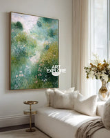 Calm Garden Scenery Oil Painting | Handmade Vertical Canvas | ArtExplore