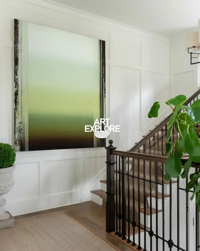 Elegant Green Wabi-Sabi Wall Art for Home Decor, Large Canvas | ArtExplore