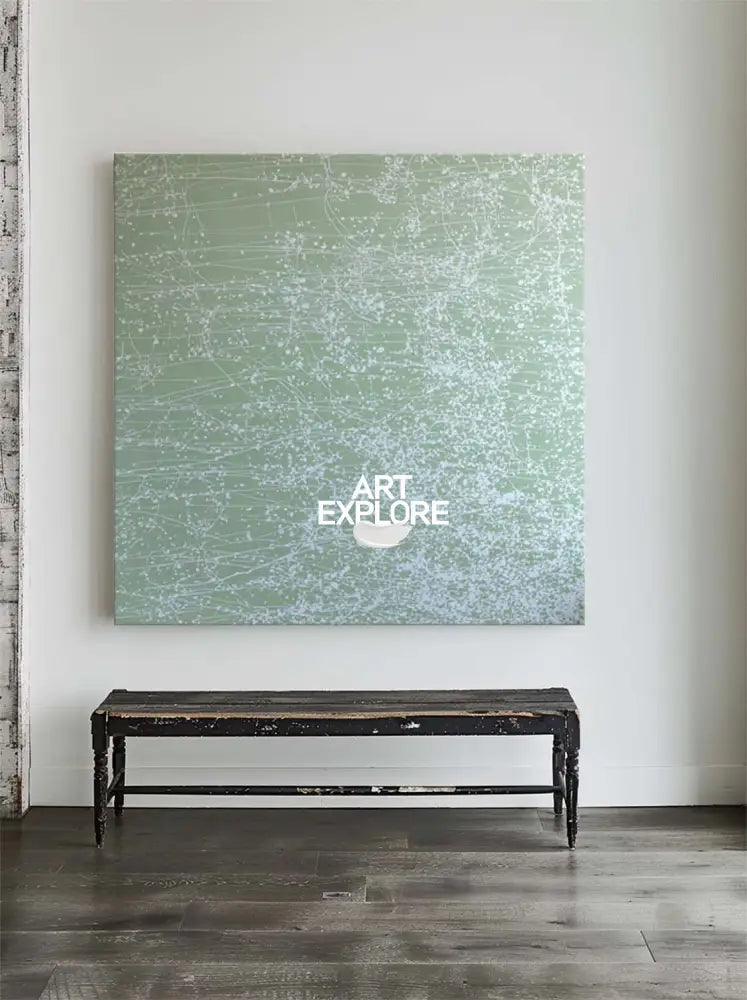 Oversized Wabi-Sabi Green Canvas for Calm Living | Minimalist Artwork | ArtExplore