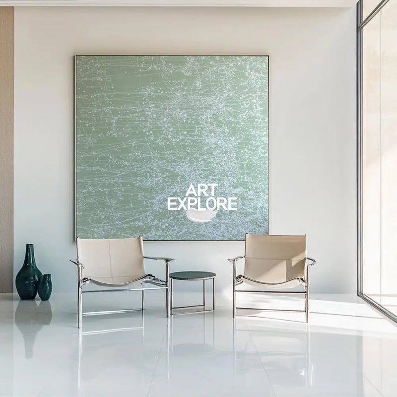 Minimalist Green Abstract Canvas for Living Room or Office | Oil Painting | ArtExplore