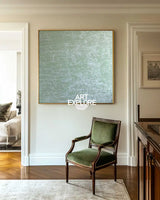 Serene Sage Green Textured Canvas for Hotel or Dining Room | Handmade Oil | ArtExplore