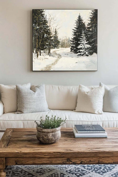 Winter landscape wall art Large texture wall paintings Winter artwork Textured art for sale