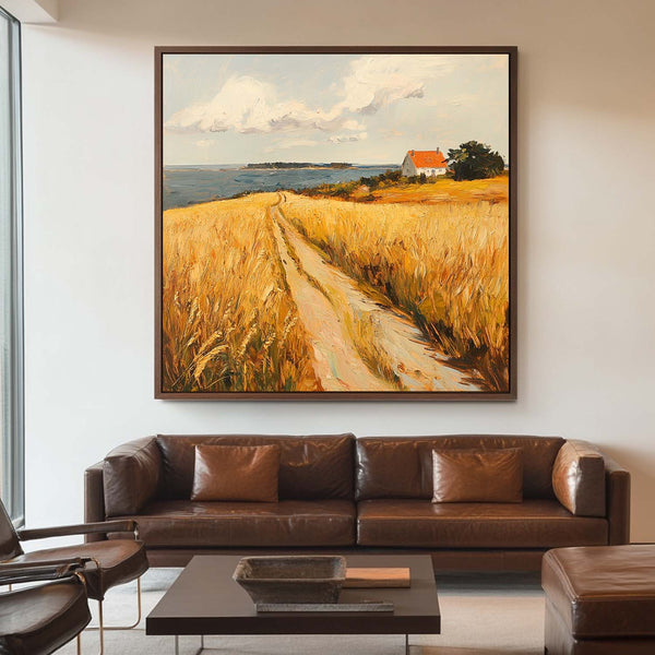 Countryside Wall Art Landscape Wall Art Large Fields View Painting Farmhouse Texture Art Painting 