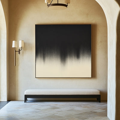 Black And White Oil Paintings Black White Solid Color Painting Minimalist Textured Artwork For Sale