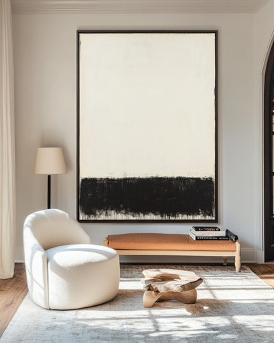 Large Black White Painting Black and White Texture Art Painting Wabi-sabi Canvas Wall Art For Sale