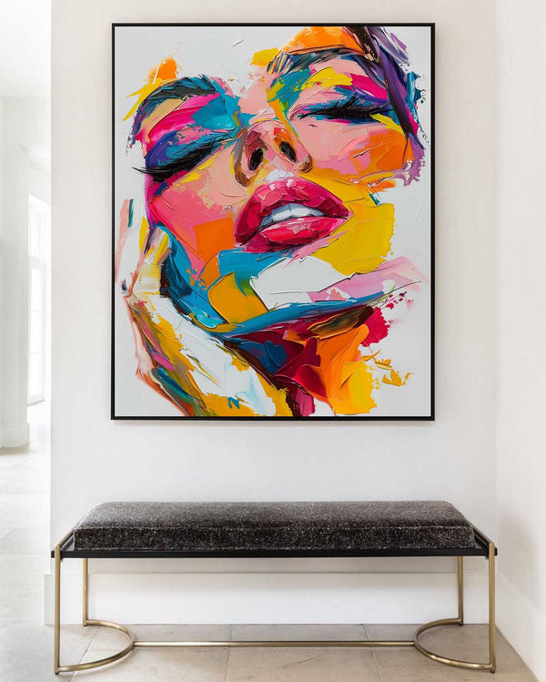 Abstract Girl's Face Wall Art Colorful abstract Art Minimalist Apartment Decor For Sale