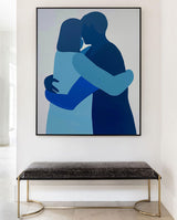 Original Blue Canvas Wall Art Modern Lovers Wall Art Romantic Abstract Painting