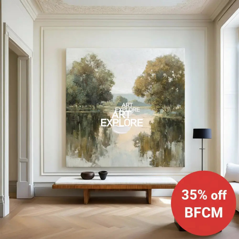 Handmade Lake View Textured Canvas Art for Modern Interiors – ArtExplore