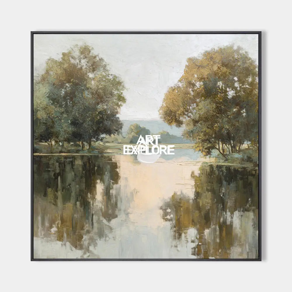 Large Lake Landscape Painting for Minimalist Living Room – ArtExplore