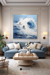 Original Blue Waves Painting Surf Art Paintings Textured Wall Art Surfing Painting Surfing Art