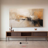 Large black and beige canvas paintings, thick textured abstract wall paintings