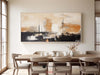 Wabi-sabi black beige canvas paintings, dark beige soft brush strokes painting for sale