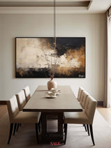 Large canvas paintings, dark beige and black abstract wall art, rich textured paintings