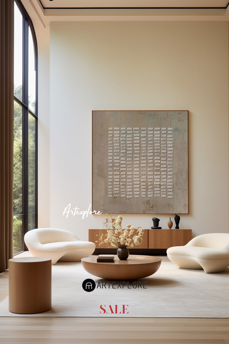 Modern Brown Abstract Wall Art Large Canvas Art Wabi-sabi Minimalist Plaster Art For Sale