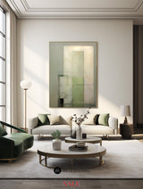 Modern Green Abstract Art Beige Green Minimalist Painting Livingroom Canvas Wall Art