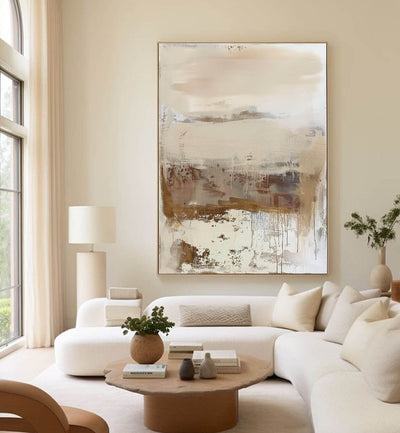 Wabi-sabi Beige Abstract Painting on Canvas Large Biege Wall Art Modern Beige Minimalist Wall Art