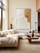 Abstract White And Gold Acrylic Oil Painting Minimalist White Art vertical Paintings For Wall Custom Artwork