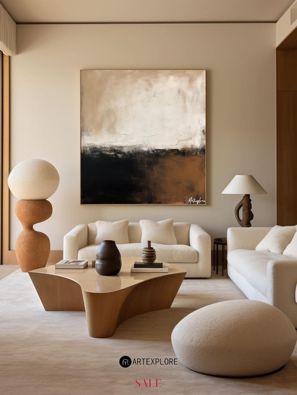 Wabi Sabi Beige Brown Texture Wall Art Abstract Wabi Sabi Painting Beige Brown Acrylic Painting