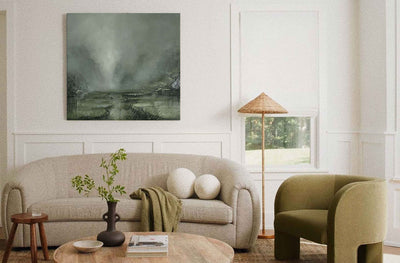 Modern Green Landscape Canvas Art Rich Textured Wall Art Modern Square Canvas Painting For Sale
