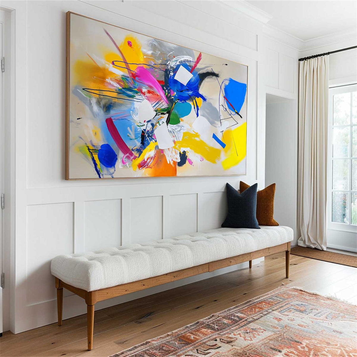 Large Colorful Textured Wall Art Bauhaus Art Decoration Panoramic Canvas Wall Art For Livingroom