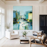 Extra Large Turquoise Texture Painting Blue Abstract Canvas Art Modern Texture Painting For Sale