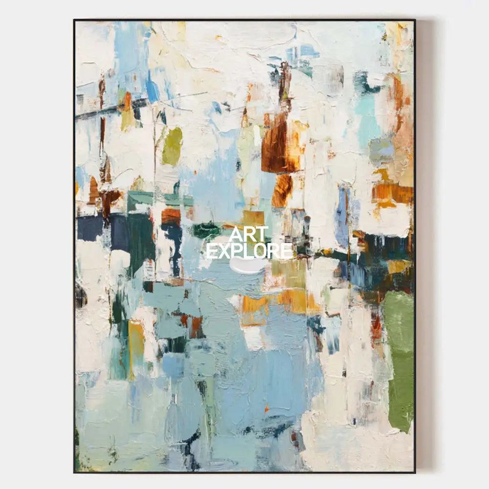 Oversized Blue White Texture Painting Modern Blue Abstract Canvas Wall Art Abstract Texture Fine Art