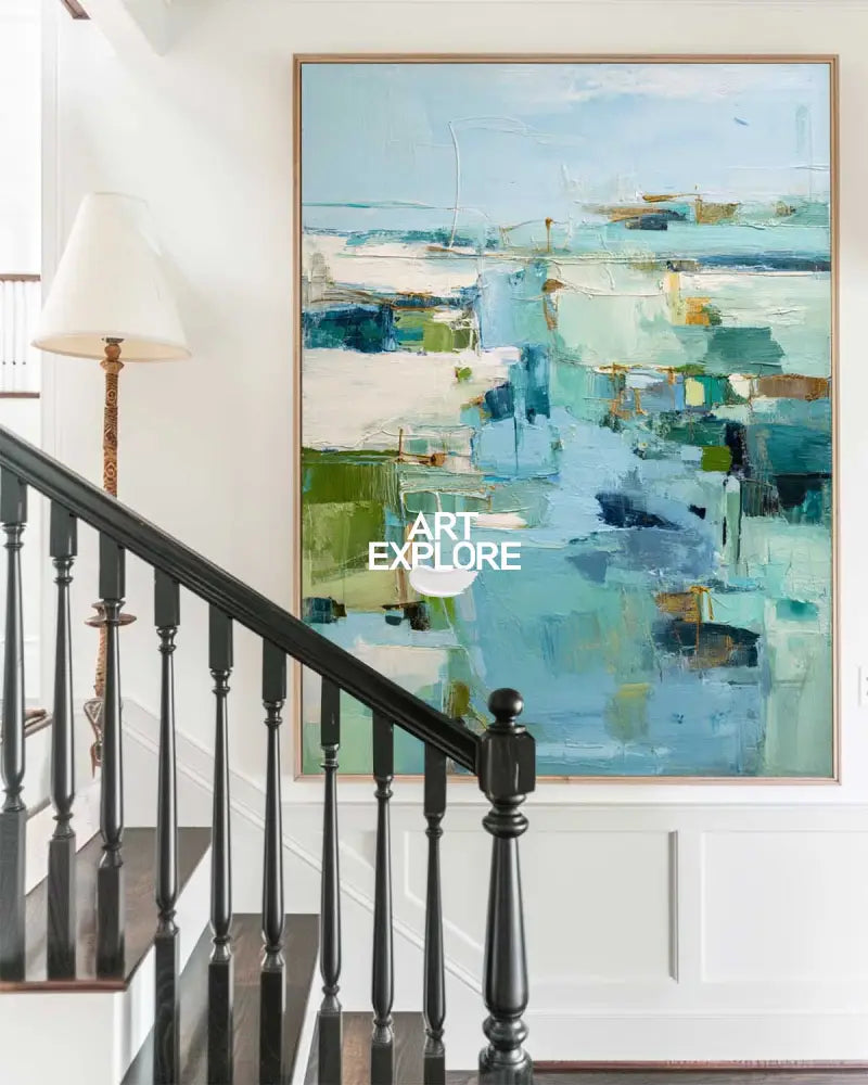 Blue Texture Wall Art Blue Abstract Canvas Painting Large Abstract Texture Painting Blue Fine Art