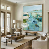 Blue Texture Wall Art Blue Abstract Canvas Painting Large Abstract Texture Painting Blue Fine Art