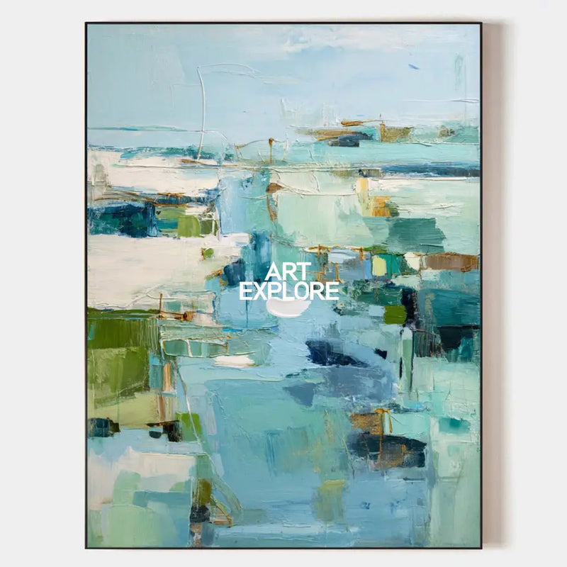 Blue Texture Wall Art Blue Abstract Canvas Painting Large Abstract Texture Painting Blue Fine Art