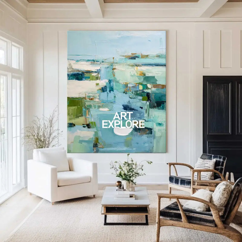 Blue Texture Wall Art Blue Abstract Canvas Painting Large Abstract Texture Painting Blue Fine Art