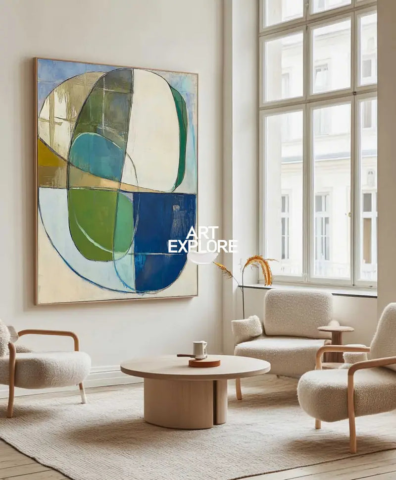 Extra Large Turquoise Texture Painting Blue Abstract Canvas Art Modern Green Texture Paintings