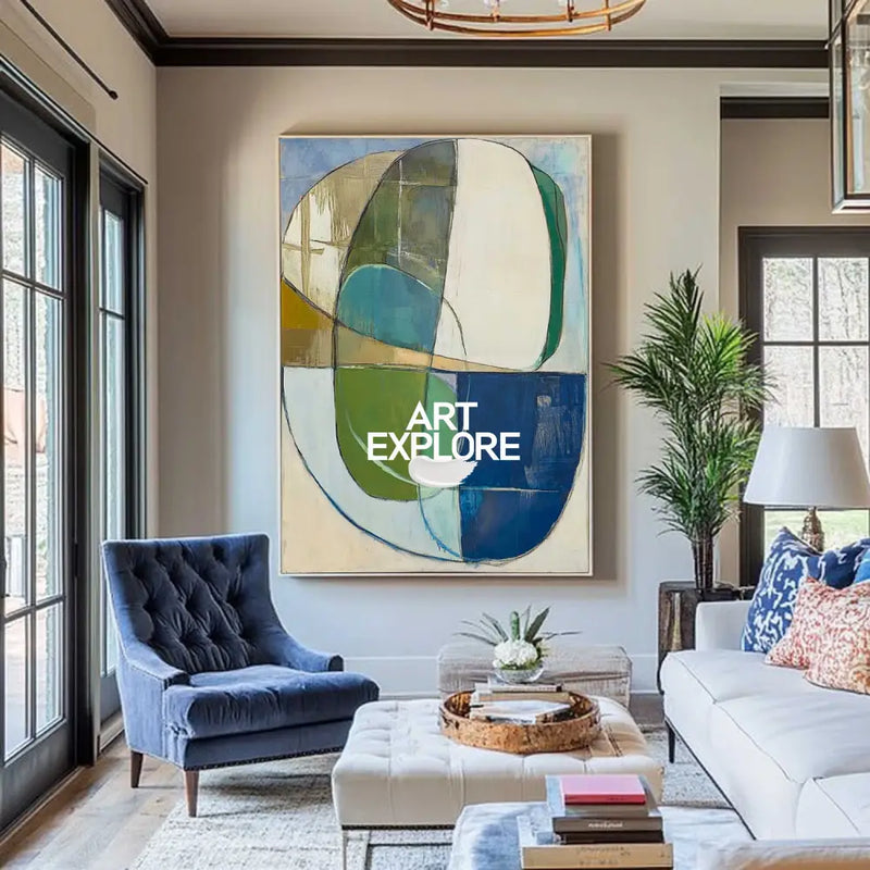 Extra Large Turquoise Texture Painting Blue Abstract Canvas Art Modern Green Texture Paintings